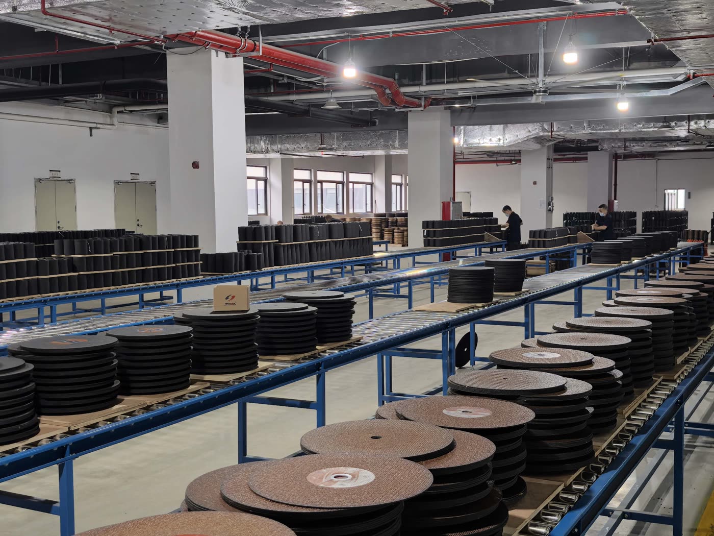 Finished wheels on the production line